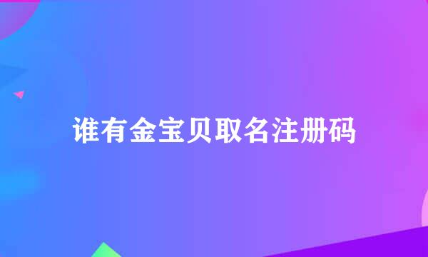 谁有金宝贝取名注册码