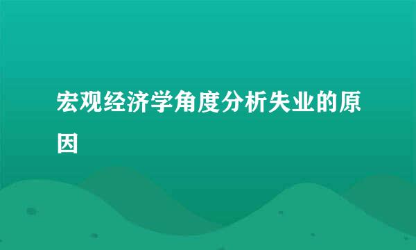 宏观经济学角度分析失业的原因