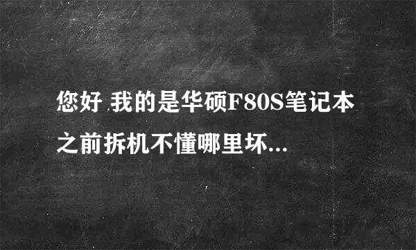 您好 我的是华硕F80S笔记本 之前拆机不懂哪里坏了 现在是可以正常开