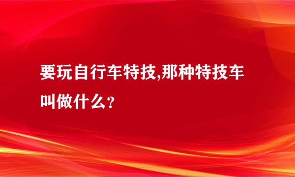 要玩自行车特技,那种特技车叫做什么？