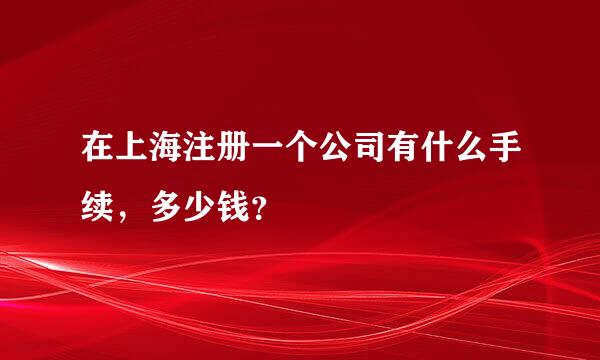 在上海注册一个公司有什么手续，多少钱？