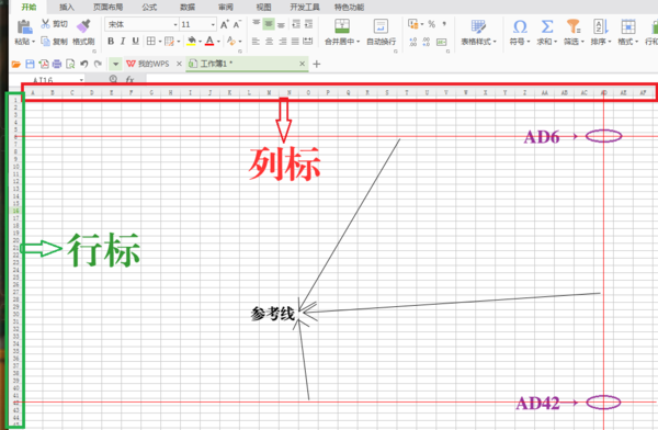 excel2010工作表中,行标和列标分别用什么表示