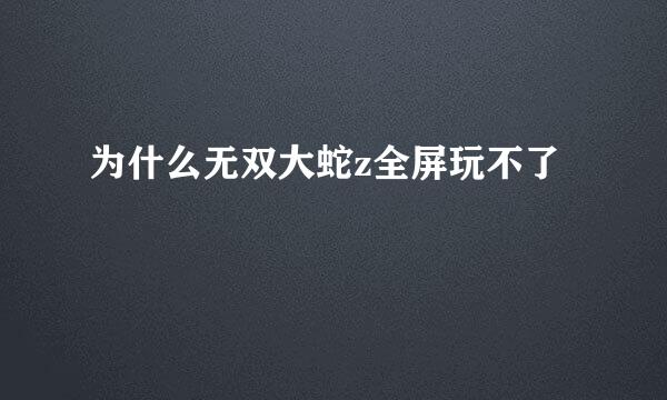 为什么无双大蛇z全屏玩不了