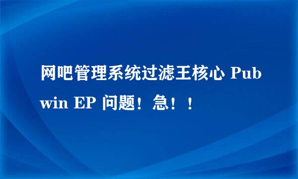 网吧管理系统过滤王核心 Pubwin EP 问题！急！！