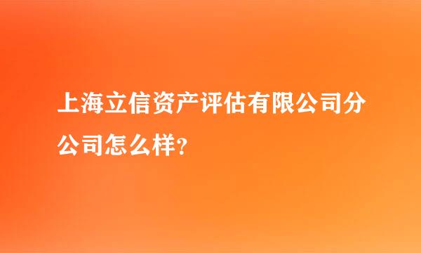 上海立信资产评估有限公司分公司怎么样？