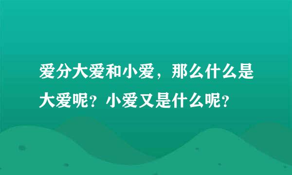 爱分大爱和小爱，那么什么是大爱呢？小爱又是什么呢？