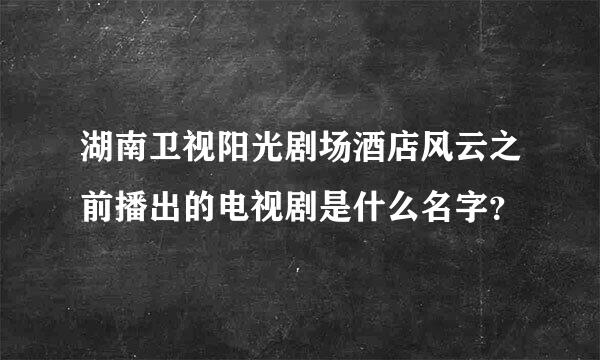 湖南卫视阳光剧场酒店风云之前播出的电视剧是什么名字？