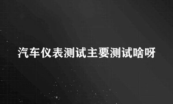 汽车仪表测试主要测试啥呀