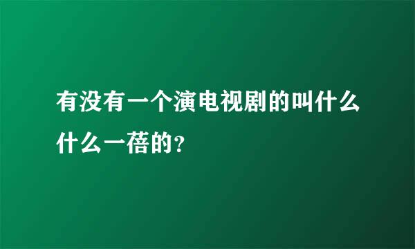 有没有一个演电视剧的叫什么什么一蓓的？