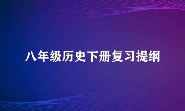 八年级历史下册复习提纲