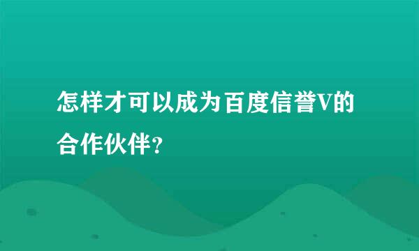 怎样才可以成为百度信誉V的合作伙伴？