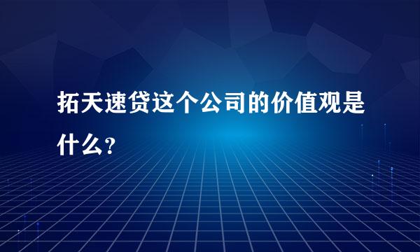 拓天速贷这个公司的价值观是什么？