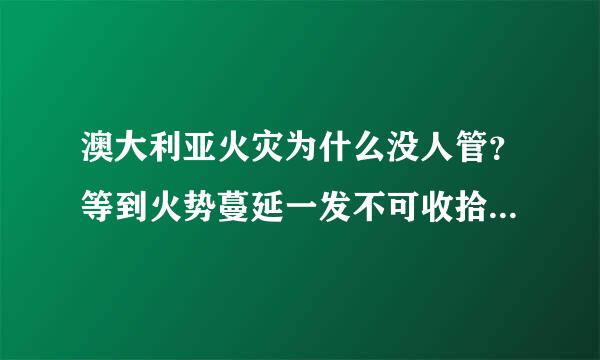 澳大利亚火灾为什么没人管？等到火势蔓延一发不可收拾的时候就算想管也管不了了