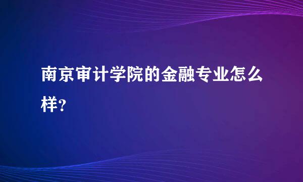 南京审计学院的金融专业怎么样？