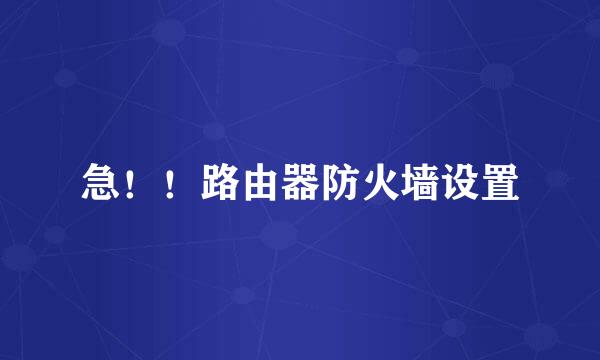 急！！路由器防火墙设置