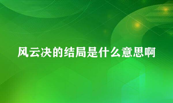 风云决的结局是什么意思啊