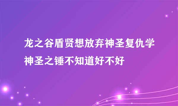 龙之谷盾贤想放弃神圣复仇学神圣之锤不知道好不好