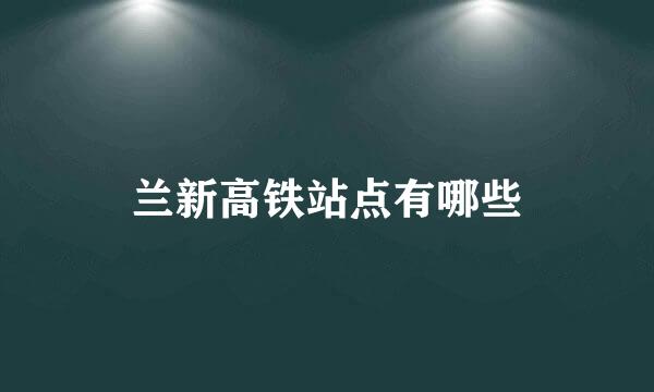 兰新高铁站点有哪些