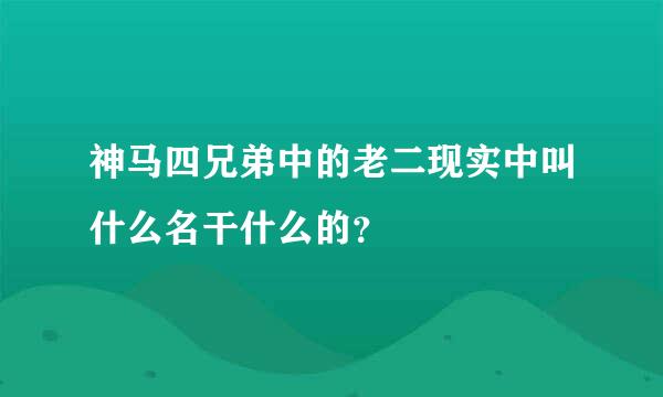 神马四兄弟中的老二现实中叫什么名干什么的？