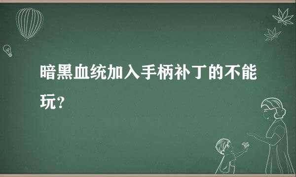 暗黑血统加入手柄补丁的不能玩？