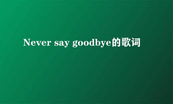 Never say goodbye的歌词