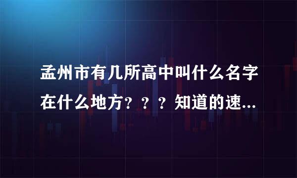 孟州市有几所高中叫什么名字在什么地方？？？知道的速度近！！！