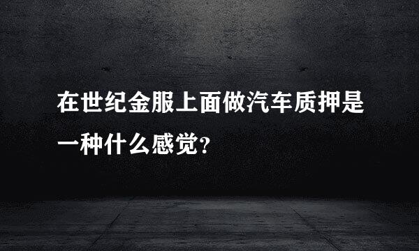 在世纪金服上面做汽车质押是一种什么感觉？