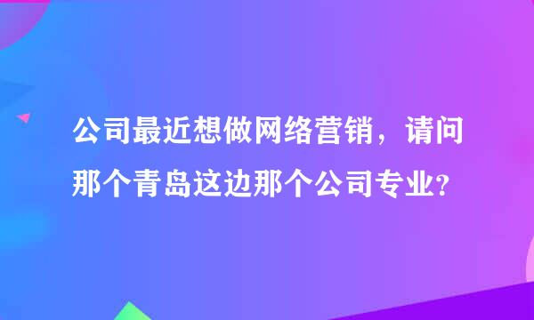 公司最近想做网络营销，请问那个青岛这边那个公司专业？