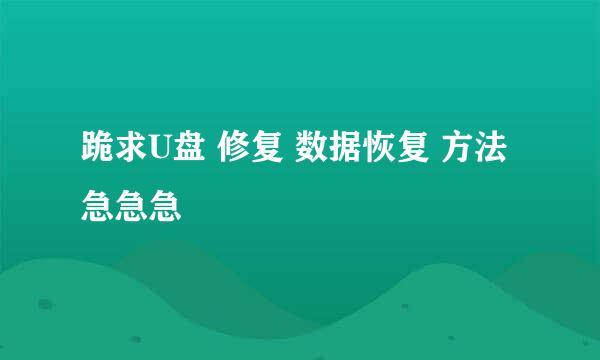 跪求U盘 修复 数据恢复 方法  急急急