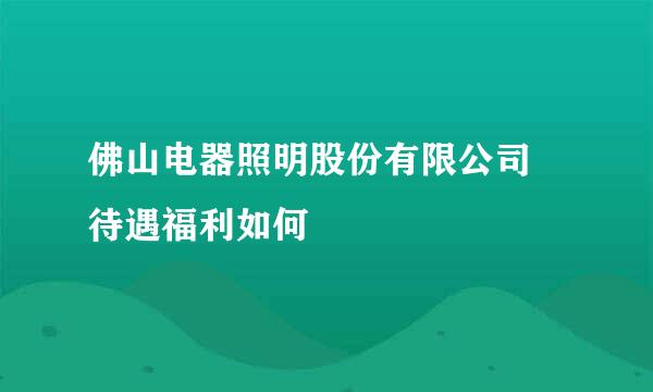 佛山电器照明股份有限公司 待遇福利如何