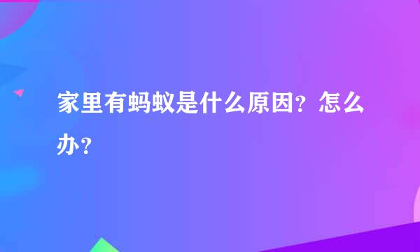 家里有蚂蚁是什么原因？怎么办？