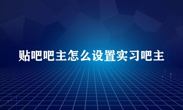 贴吧吧主怎么设置实习吧主