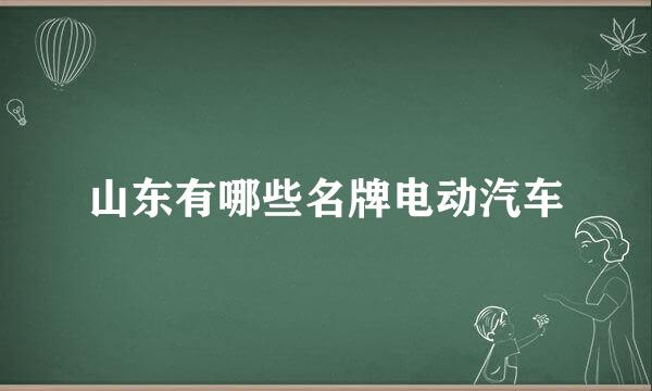 山东有哪些名牌电动汽车