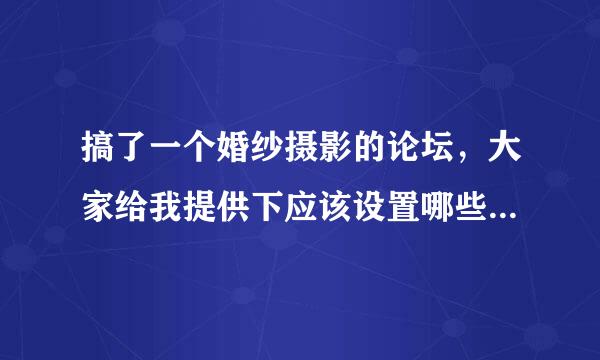 搞了一个婚纱摄影的论坛，大家给我提供下应该设置哪些板块比较合适