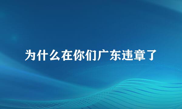 为什么在你们广东违章了