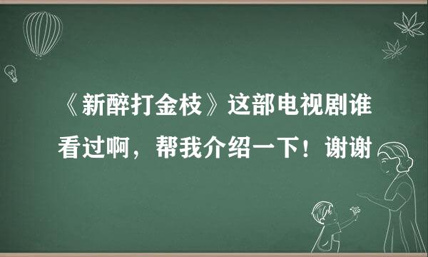 《新醉打金枝》这部电视剧谁看过啊，帮我介绍一下！谢谢