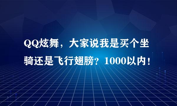 QQ炫舞，大家说我是买个坐骑还是飞行翅膀？1000以内！