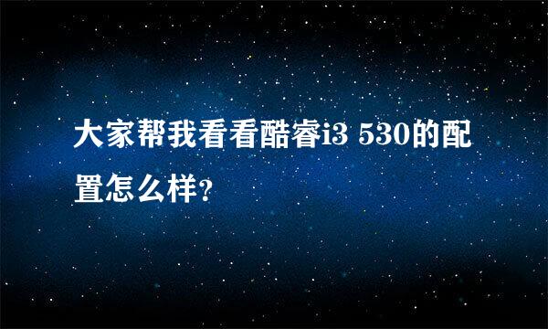 大家帮我看看酷睿i3 530的配置怎么样？