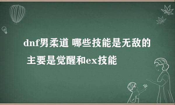 dnf男柔道 哪些技能是无敌的 主要是觉醒和ex技能