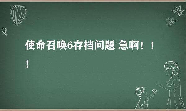 使命召唤6存档问题 急啊！！！