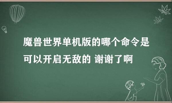 魔兽世界单机版的哪个命令是可以开启无敌的 谢谢了啊