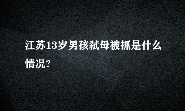 江苏13岁男孩弑母被抓是什么情况?