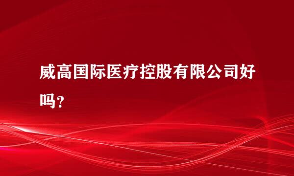 威高国际医疗控股有限公司好吗？