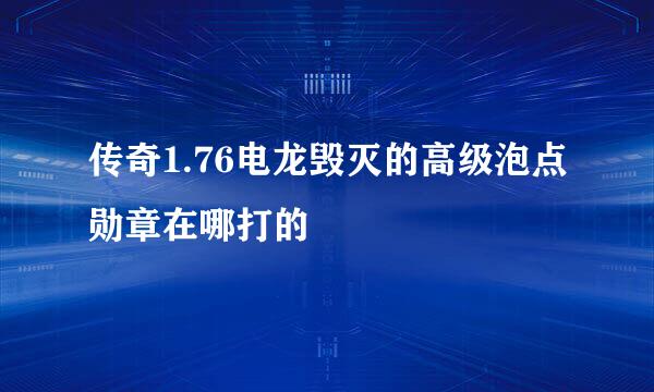 传奇1.76电龙毁灭的高级泡点勋章在哪打的