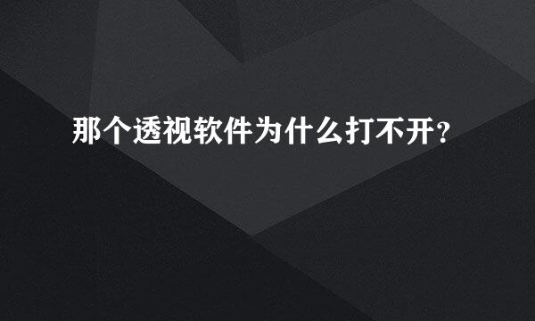 那个透视软件为什么打不开？