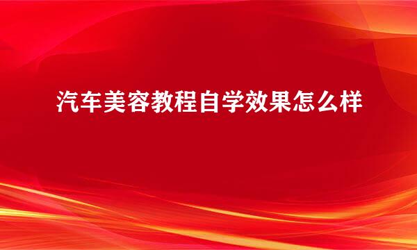 汽车美容教程自学效果怎么样