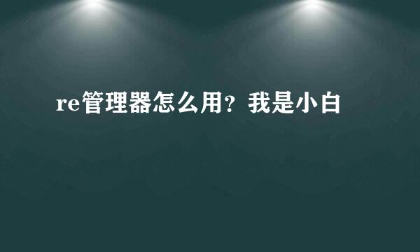 re管理器怎么用？我是小白