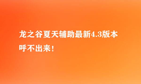 龙之谷夏天辅助最新4.3版本呼不出来！