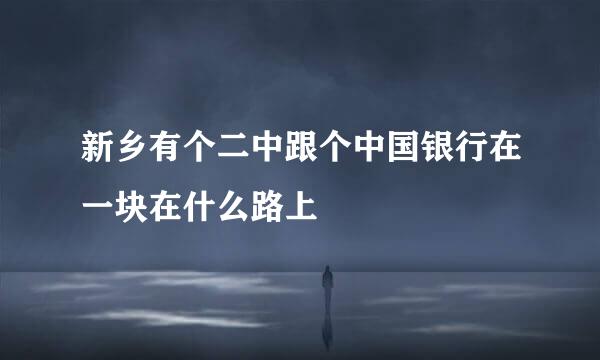 新乡有个二中跟个中国银行在一块在什么路上