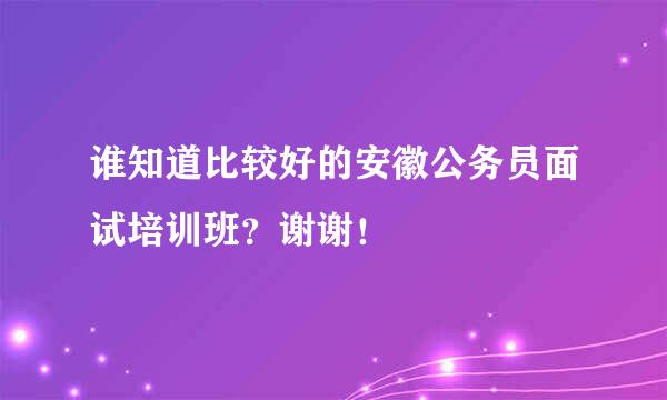 谁知道比较好的安徽公务员面试培训班？谢谢！